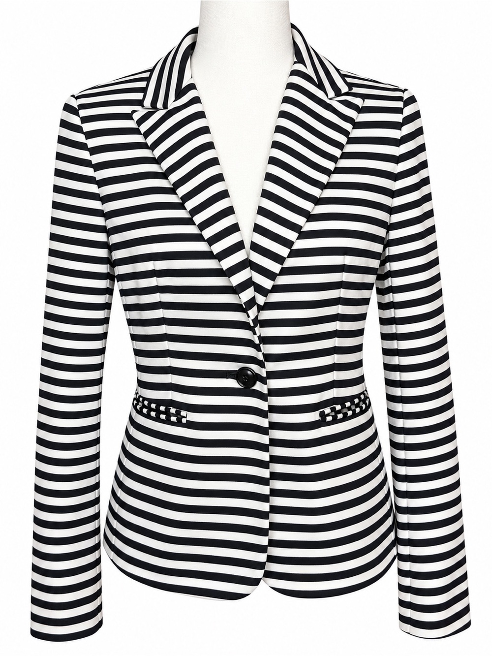 Express Black & White Striped Ponte Blazer Size M